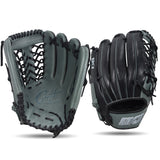 IKJ Core+ Series 12.75 INCH Single Welt Model OUTFIELD Baseball Glove in Gray and Black for RIGHT-HANDED Thrower