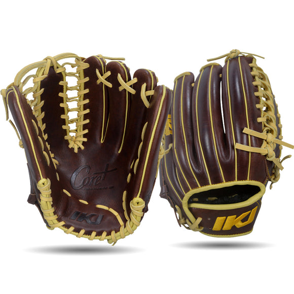 IKJ Core+ Series 12.75 INCH Double Welt Model OUTFIELD Baseball Glove in Dark Brown for RIGHT-HANDED Thrower