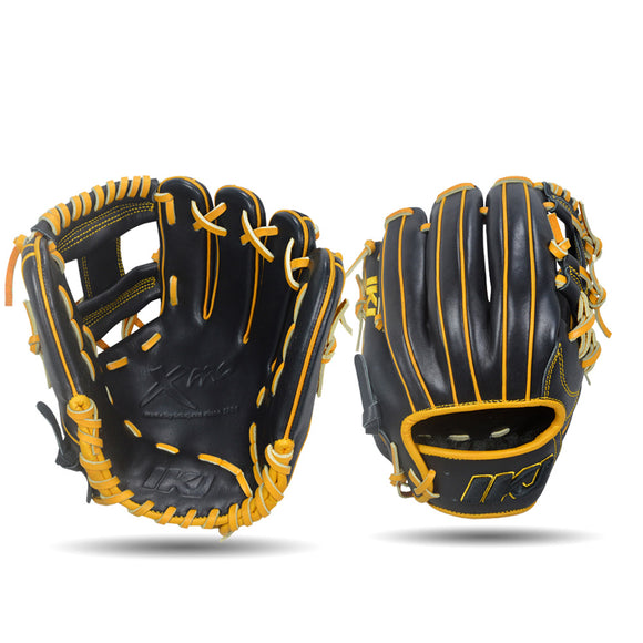 IKJ Xpro Series 11.5 INCH Double Welt Model INFIELD Baseball Glove in Black and Harvest for RIGHT-HANDED Thrower