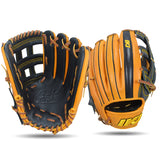 IKJ Core+ Series 12.75 INCH Double Welt Model OUTFIELD Baseball Glove in Black and Harvest for RIGHT-HANDED Thrower