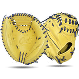 IKJ Core+ Series 33.5 INCH Open Back Model CATCHER'S Baseball Mitt in Came and Navy for RIGHT-HAND Thrower