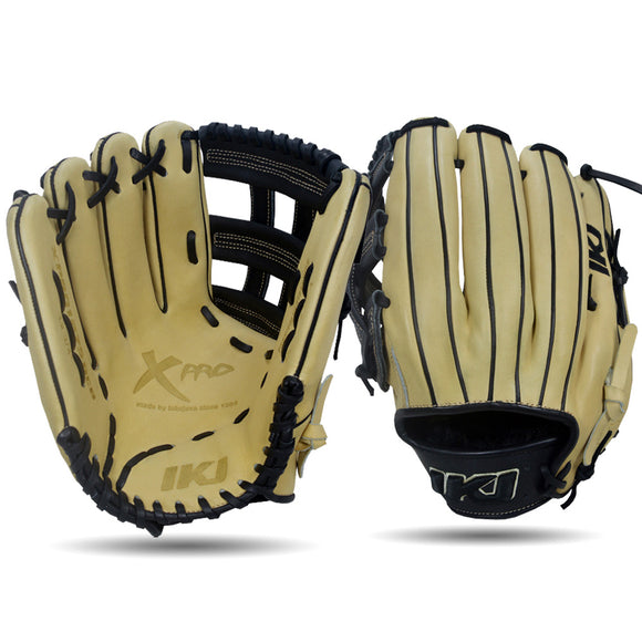 IKJ Xpro Series 12.75 INCH Double Welt Model OUTFIELD Baseball Glove in Straw and Black for LEFT-HANDED Thrower