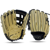 IKJ Xpro Series 12.75 INCH Double Welt Model OUTFIELD Baseball Glove in Straw and Black for LEFT-HANDED Thrower