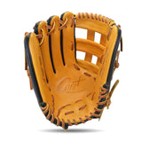 IKJ Core+ Series 12.75 INCH Double Welt Model OUTFIELD Baseball Glove in Horween Tan and Black for LEFT-HANDED Thrower