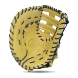 IKJ Core+ Series 12.75 INCH Post Web Model FIRST BASEMAN Baseball Mitt in Camel and Navy for LEFT-HANDED Thrower