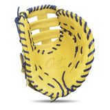 IKJ Core+ Series 12.75 INCH Post Web Model FIRST BASEMAN Baseball Mitt in Camel and Navy for RIGHT-HANDED Thrower
