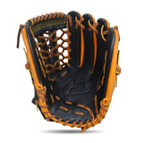 IKJ Core+ Series 12.75 INCH Double Welt Model OUTFIELD Baseball Glove in Black and Harvest for RIGHT-HANDED Thrower