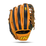 IKJ Core+ Series 12.75 INCH Double Welt Model OUTFIELD Baseball Glove in Black and Harvest for RIGHT-HANDED Thrower